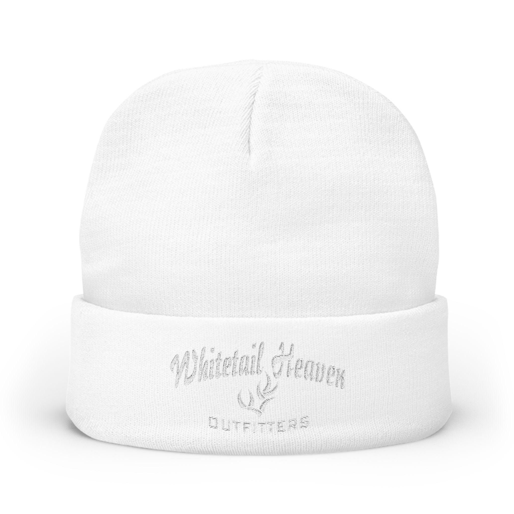 Embroidered "Whiskey River" Knit Beanie - Cozy Winter Hat with Distressed Logo