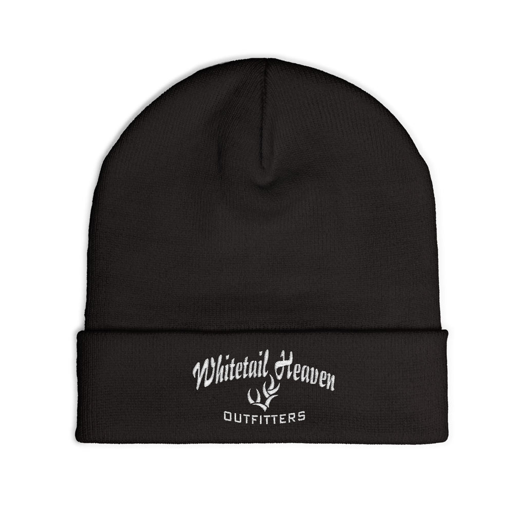 Embroidered "Whiskey River" Knit Beanie - Cozy Winter Hat with Distressed Logo