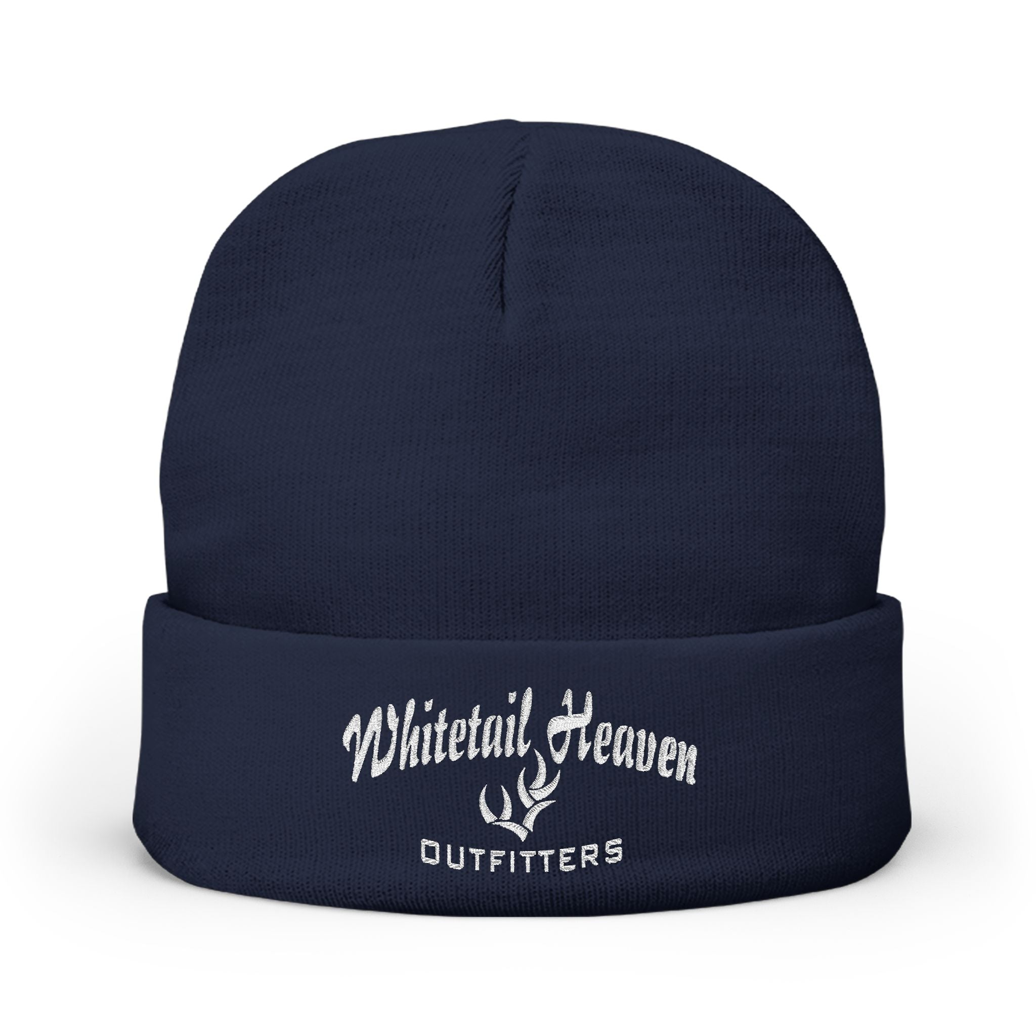 Embroidered "Whiskey River" Knit Beanie - Cozy Winter Hat with Distressed Logo