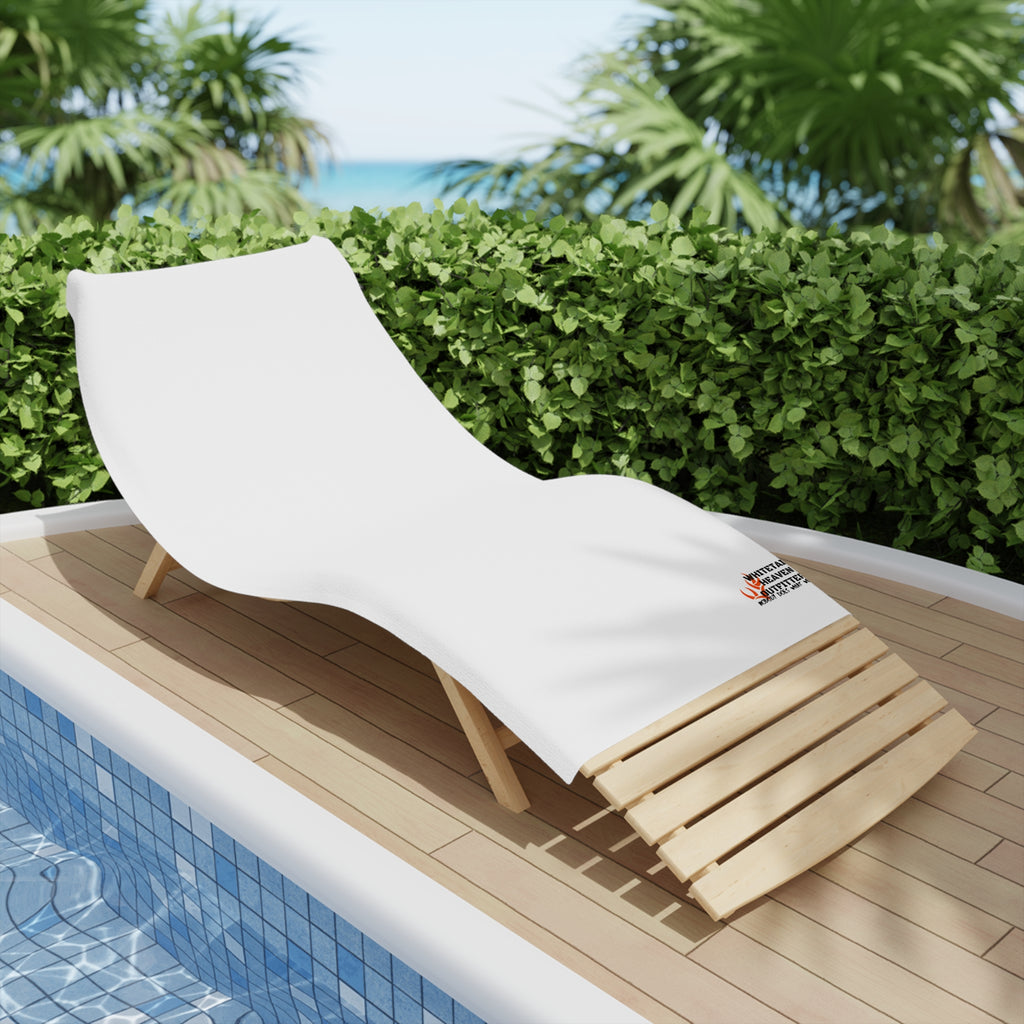 Beach Towel — Minimal Logo White Beach Towel (Small Corner Branding)