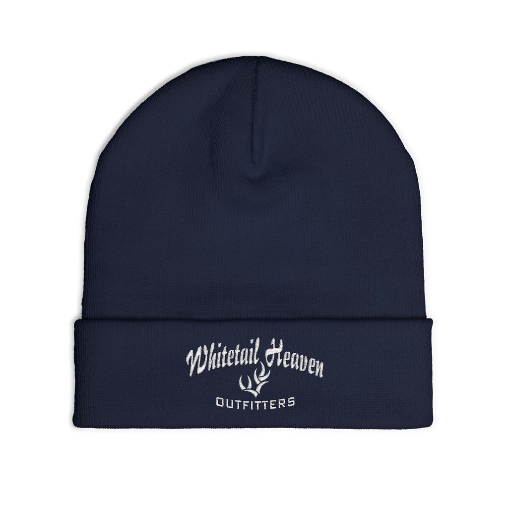 Embroidered "Whiskey River" Knit Beanie - Cozy Winter Hat with Distressed Logo