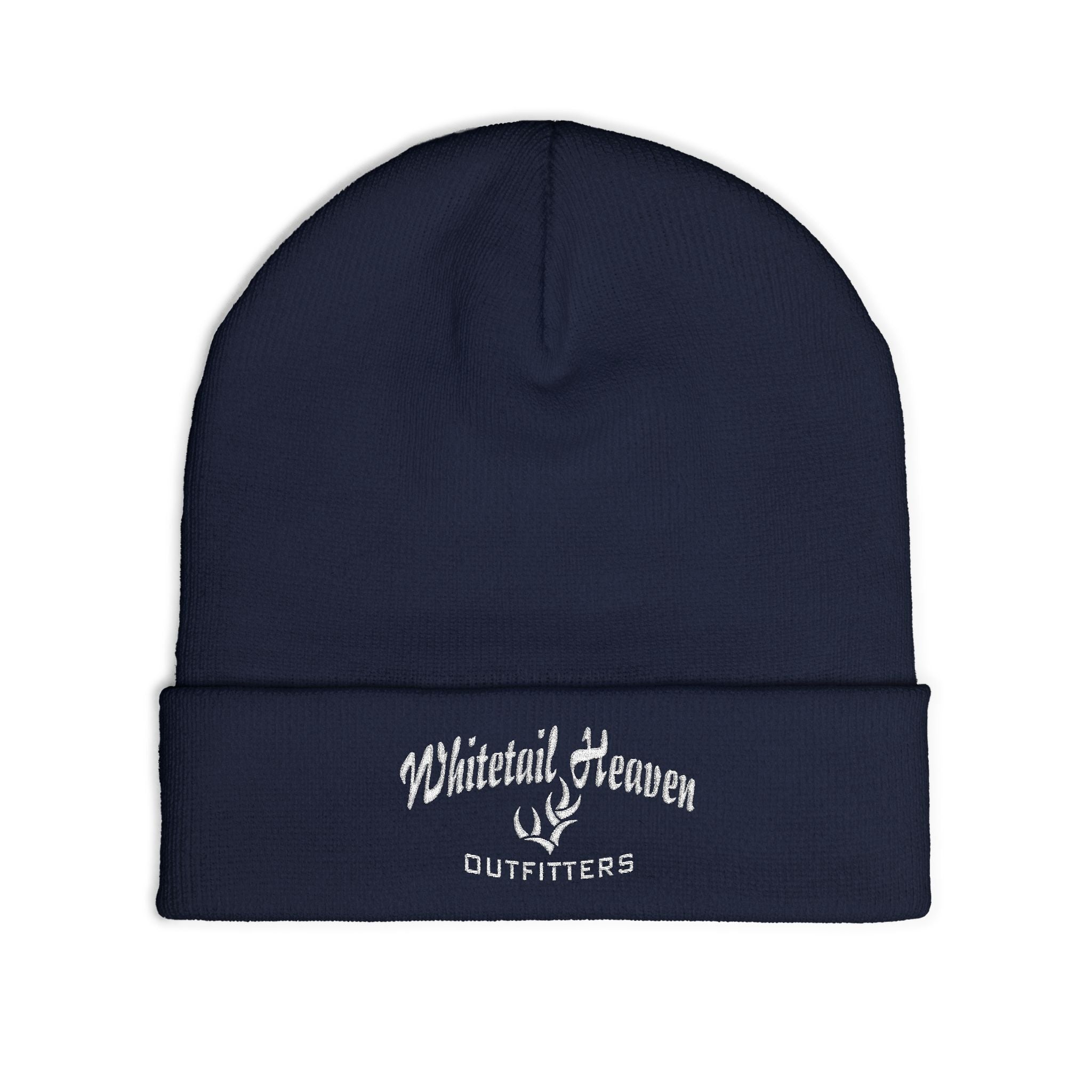 Embroidered "Whiskey River" Knit Beanie - Cozy Winter Hat with Distressed Logo