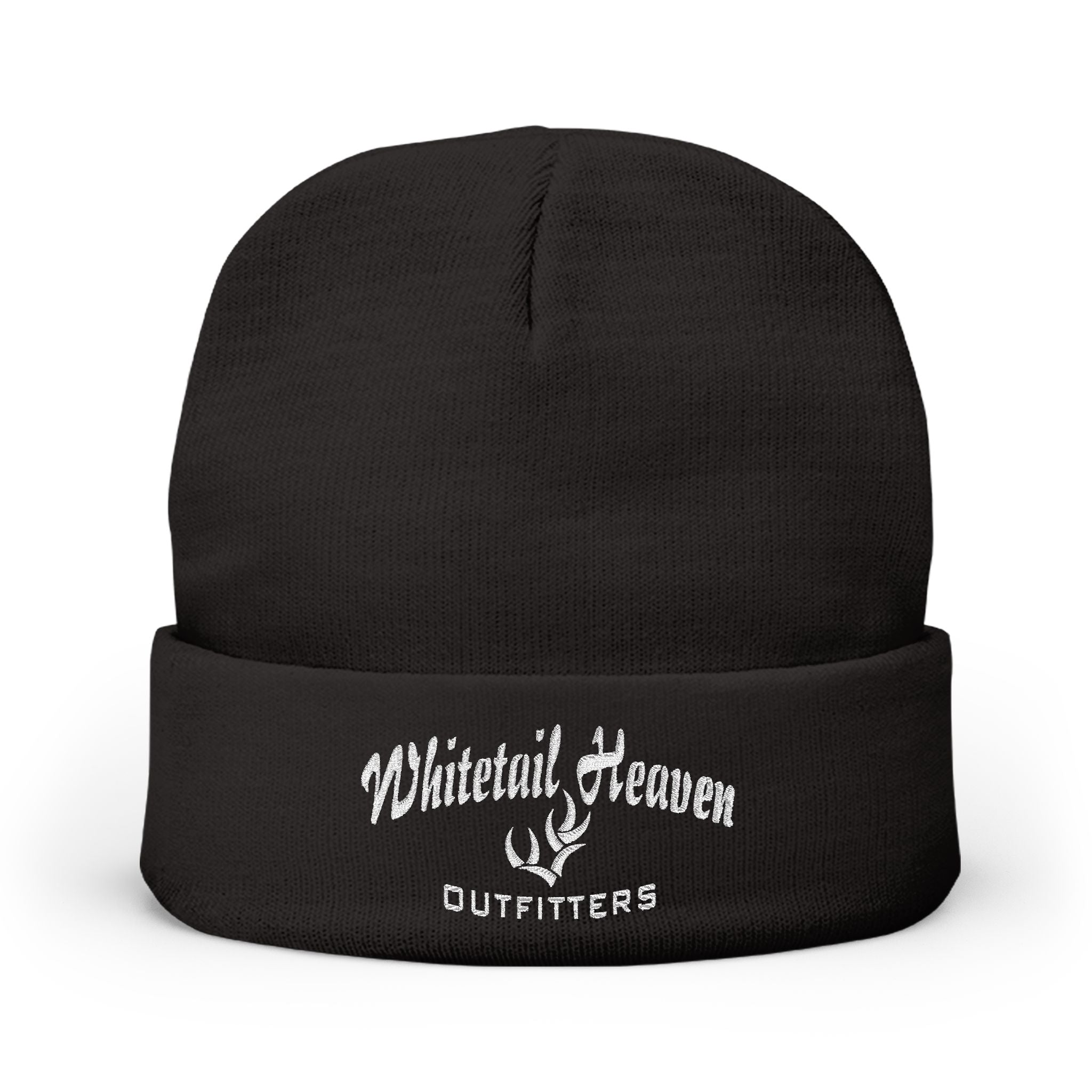 Embroidered "Whiskey River" Knit Beanie - Cozy Winter Hat with Distressed Logo
