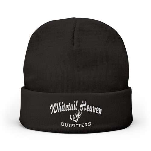 Embroidered "Whiskey River" Knit Beanie - Cozy Winter Hat with Distressed Logo