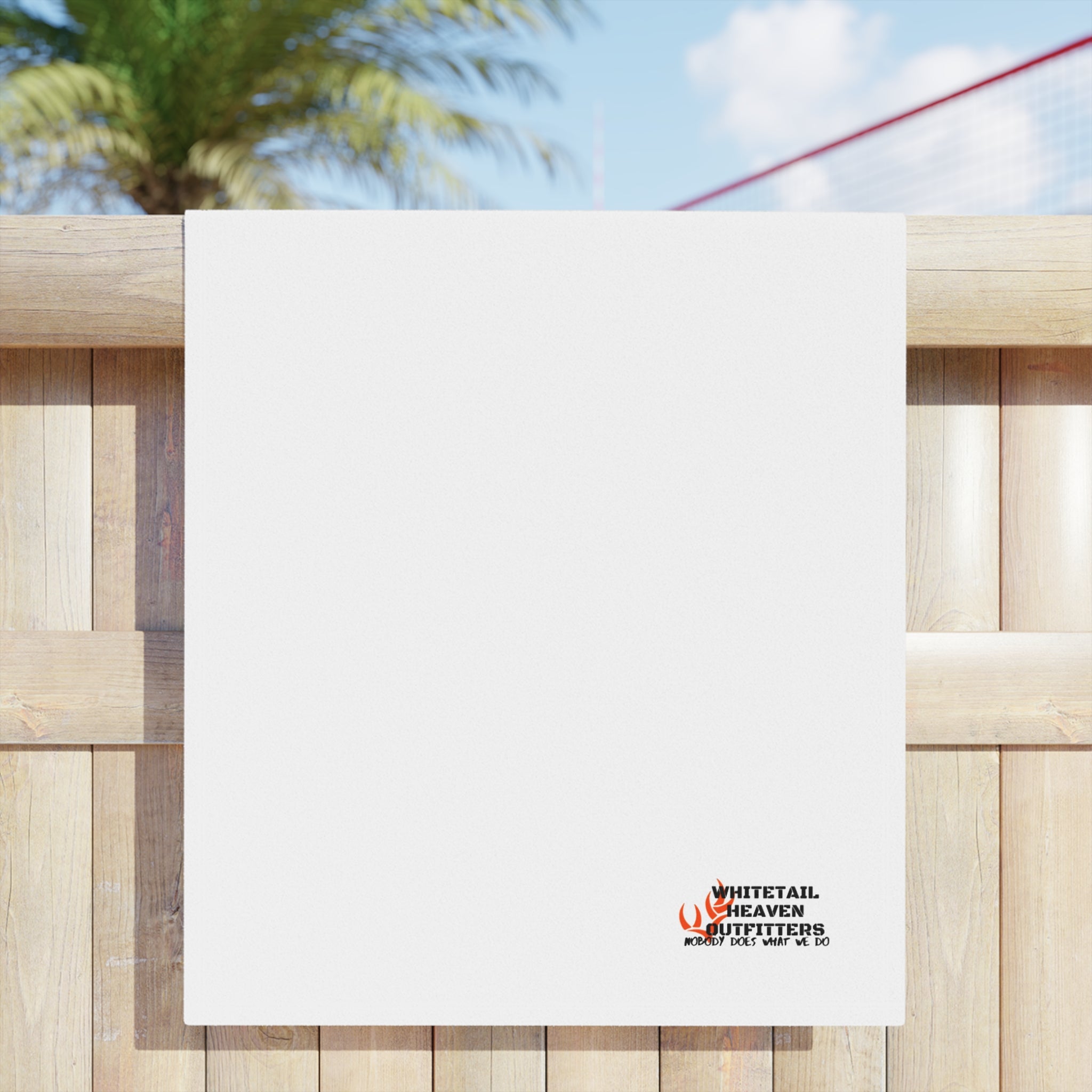 Beach Towel — Minimal Logo White Beach Towel (Small Corner Branding)