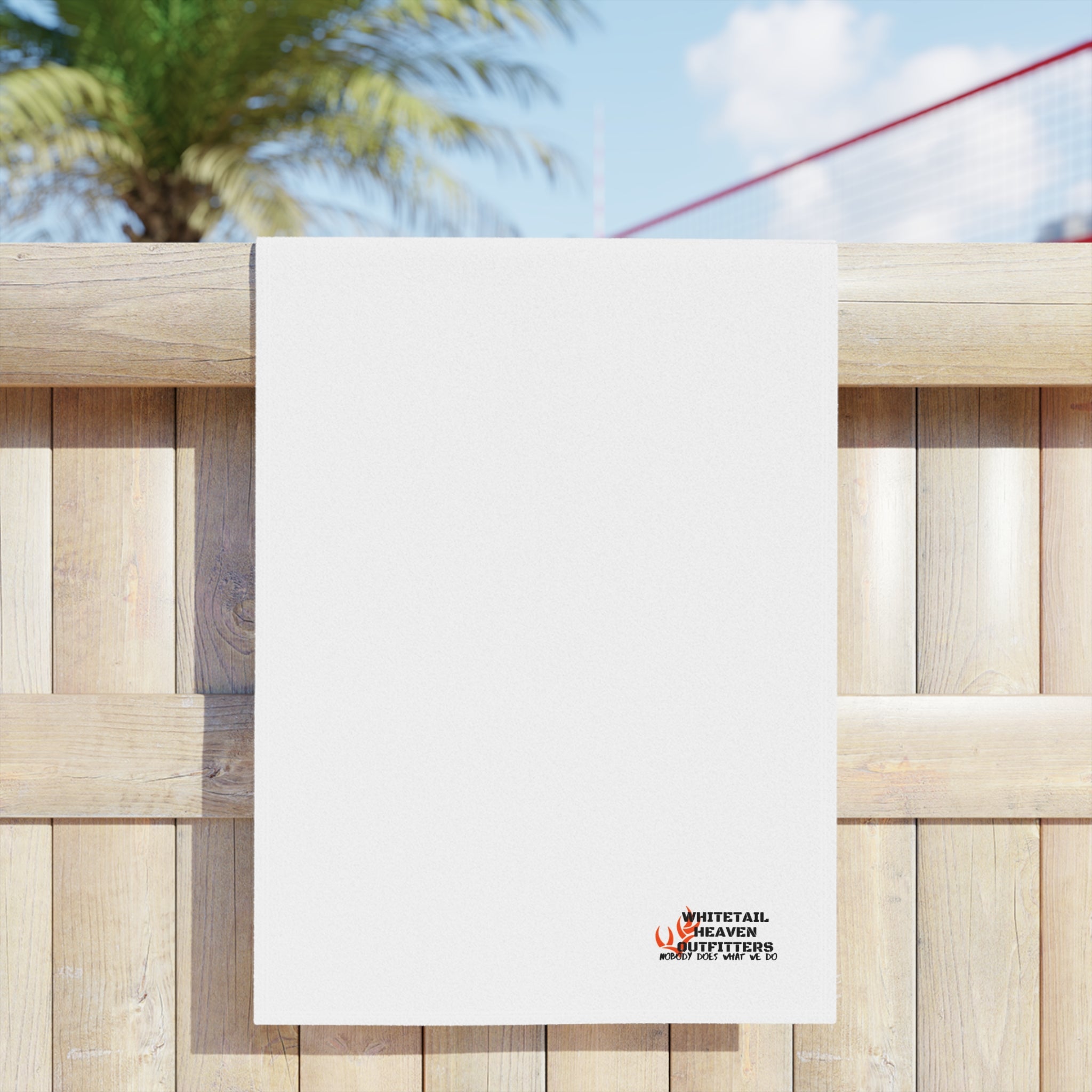 Beach Towel — Minimal Logo White Beach Towel (Small Corner Branding)