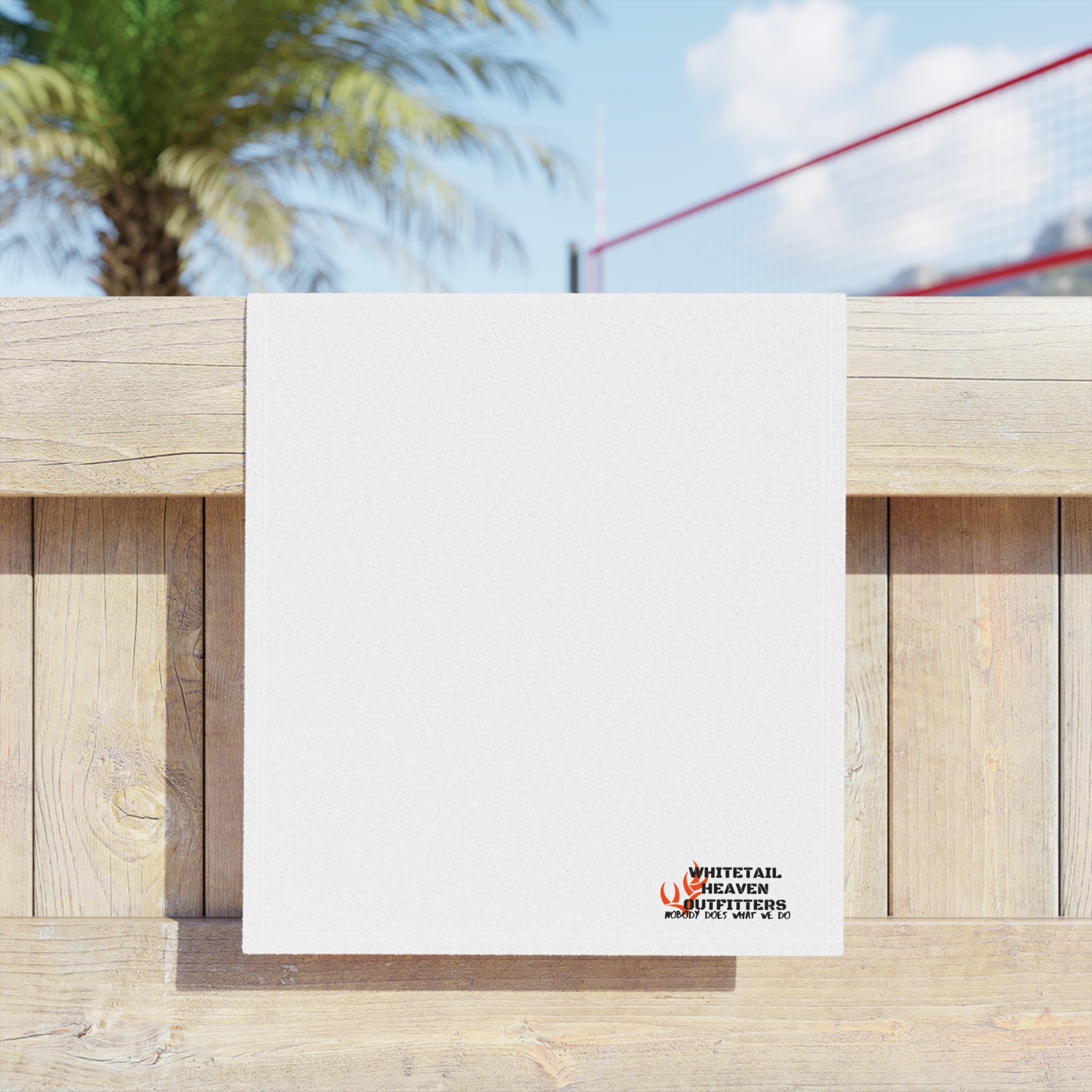 Beach Towel — Minimal Logo White Beach Towel (Small Corner Branding)
